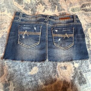 Almost Famous Distressed Blue Mini Skirt